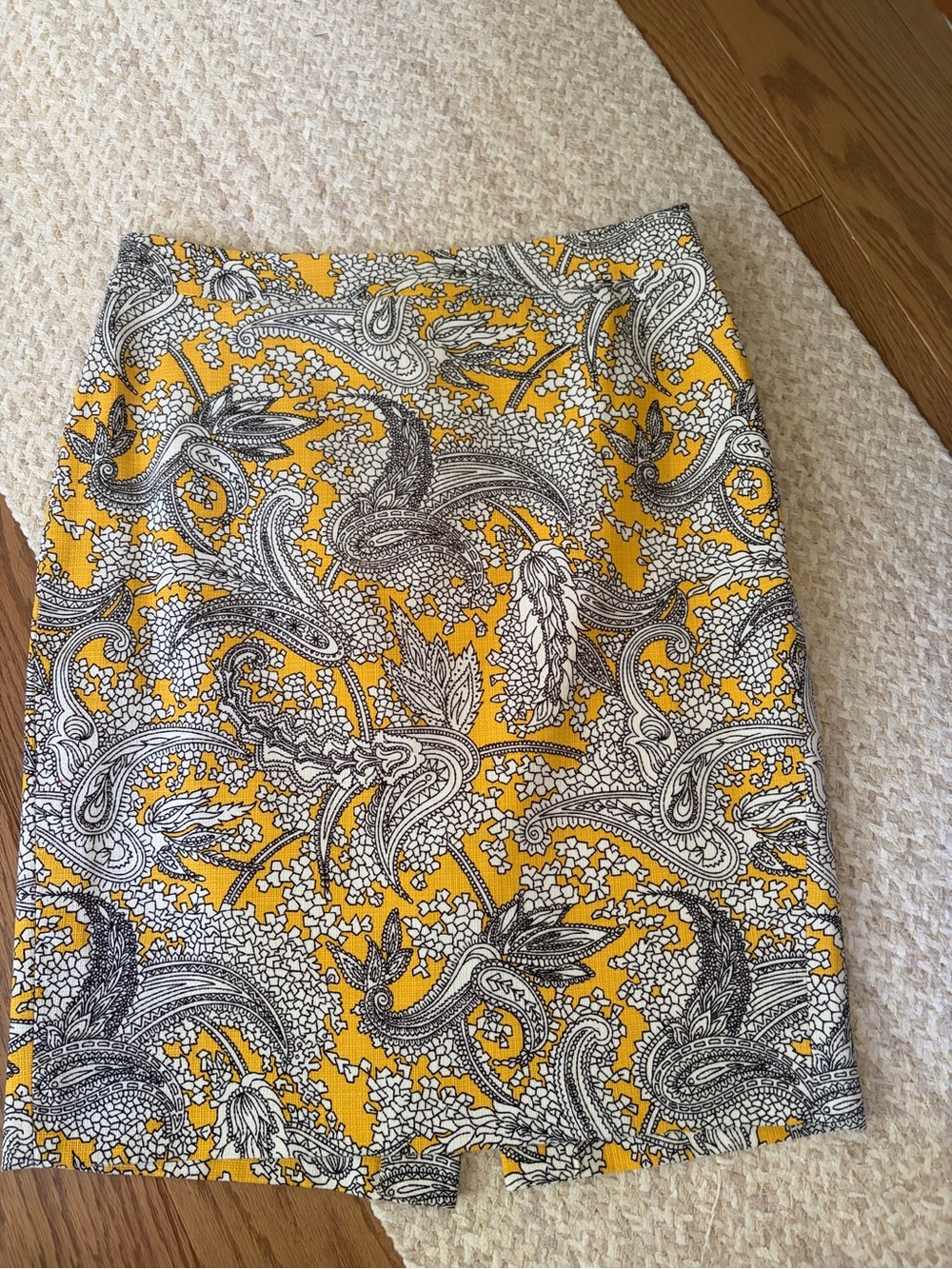 J.Crew Yellow Paisley Print Women’s Pencil Skirt
